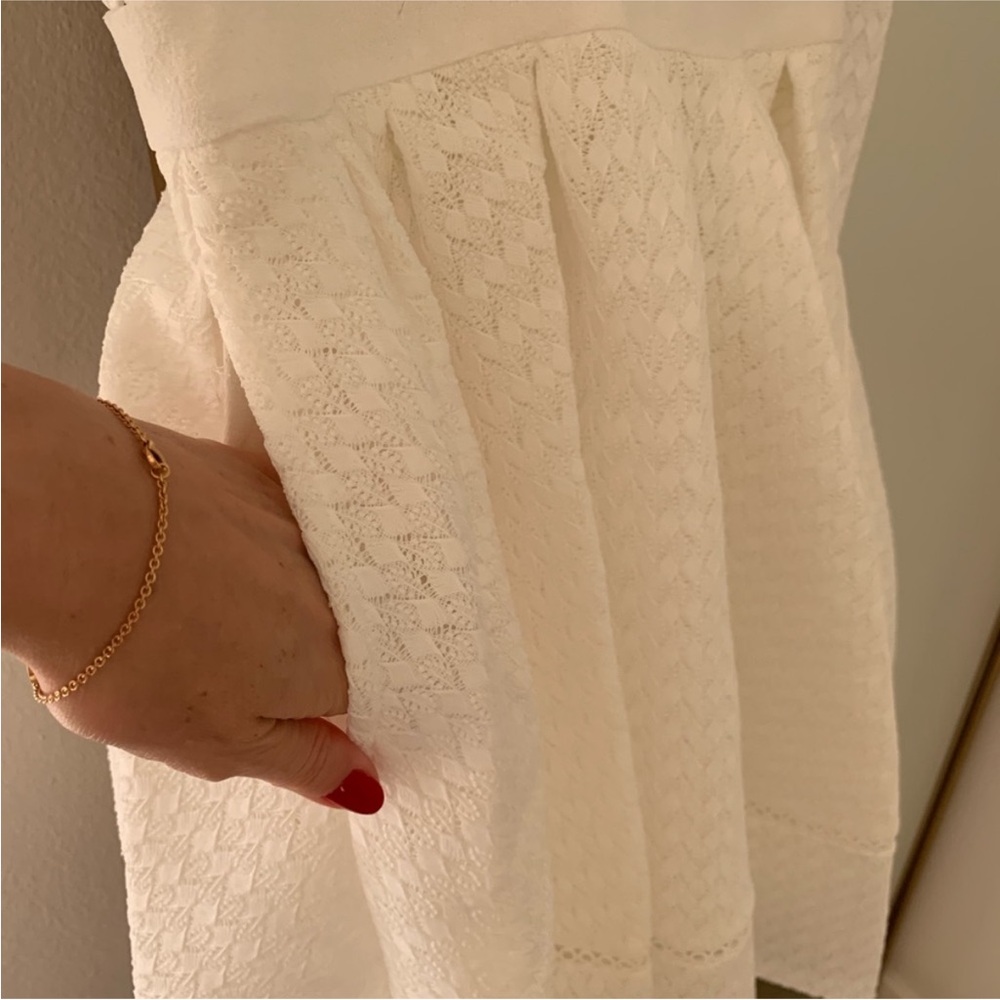 Maje $465 White Textured Dress with Lace Detail. Size 1.
Like new condition. - Picture 6 of 12